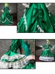 Palace Style White Lace Green Trumpet Sleeve Lolita Prom Long Trailing Dress