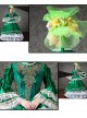 Palace Style White Lace Green Trumpet Sleeve Lolita Prom Long Trailing Dress