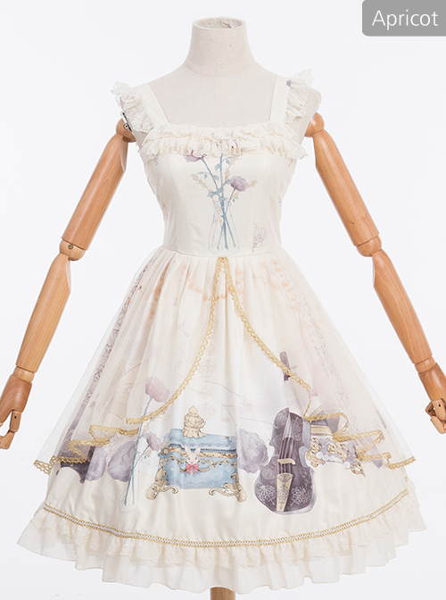 Old Time Dream Series Retro Printing JSK Classic Lolita Sling Dress