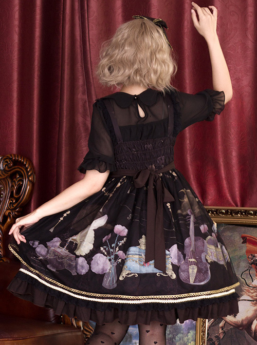 Old Time Dream Series Retro Printing JSK Classic Lolita Sling Dress