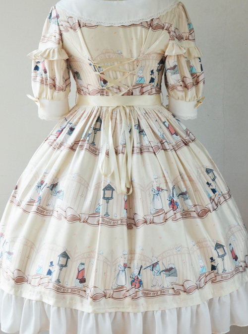 Magic Tea Party Wonderland Quartet Series OP Sweet Lolita Short Sleeve Dress