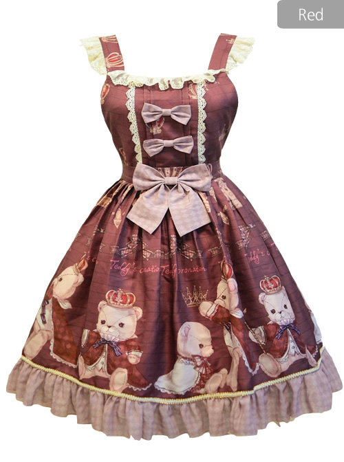 Coronation Bear Series JSK Chiffon Classic Lolita Sling Dress Version 2