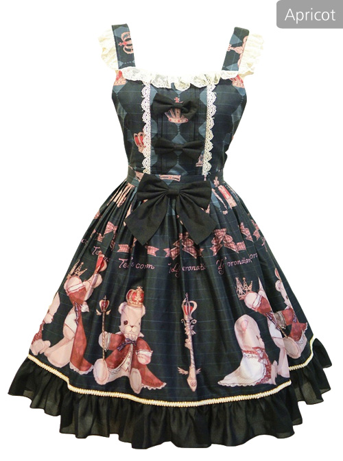 Coronation Bear Series JSK Chiffon Classic Lolita Sling Dress Version 2