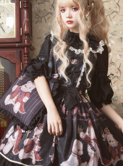 Coronation Bear Series JSK Chiffon Classic Lolita Sling Dress Version 2