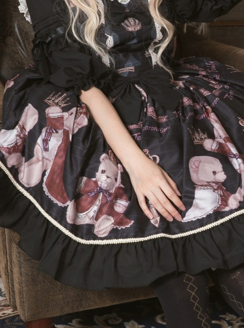 Coronation Bear Series JSK Chiffon Classic Lolita Sling Dress Version 2