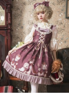 Coronation Bear Series JSK Chiffon Classic Lolita Sling Dress Version 1