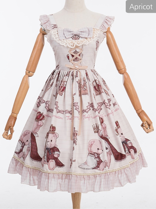 Coronation Bear Series JSK Chiffon Classic Lolita Sling Dress Version 1