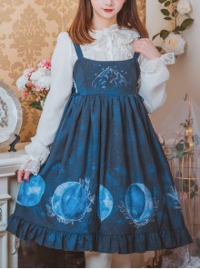 Lunar Eclipse Series Classic Lolita Dark Blue Sling Dress