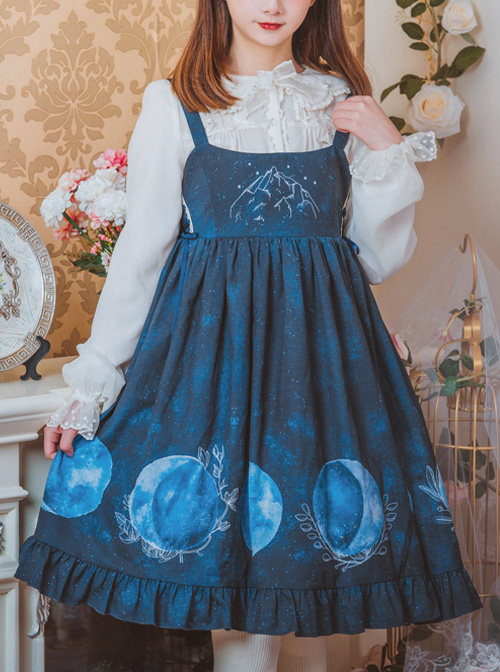 Lunar Eclipse Series Classic Lolita Dark Blue Sling Dress