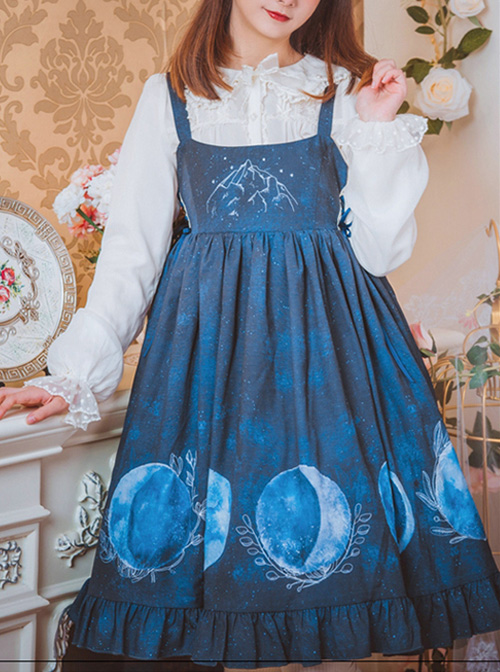 Lunar Eclipse Series Classic Lolita Dark Blue Sling Dress