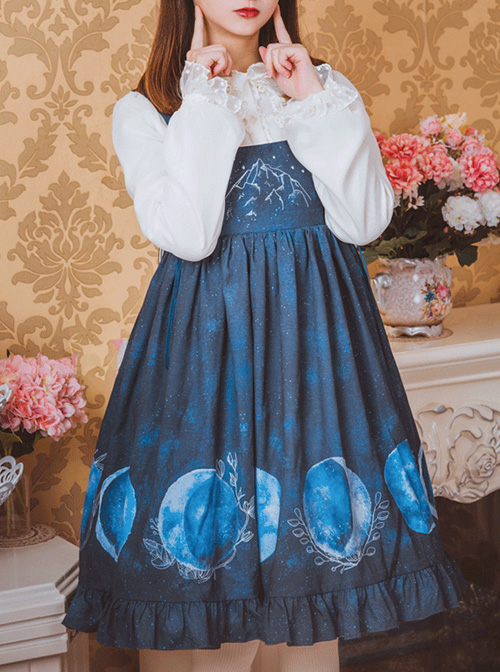 Lunar Eclipse Series Classic Lolita Dark Blue Sling Dress