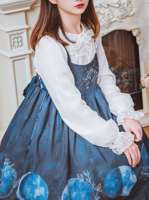 Lunar Eclipse Series Classic Lolita Dark Blue Sling Dress