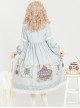 The Gallery Series OP Printing Classic Lolita Light Blue Long Sleeve Dress