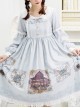 The Gallery Series OP Printing Classic Lolita Light Blue Long Sleeve Dress