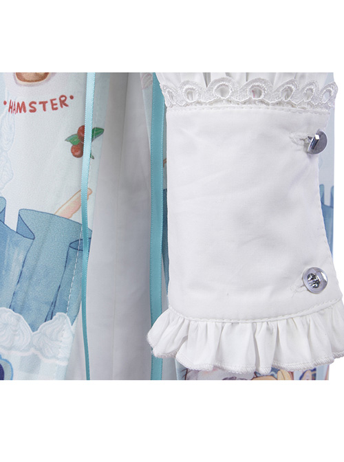 Soft Pancake Series Blue JSK Classic Lolita Sleeveless Dress And Long Sleeve Lining Dress Set