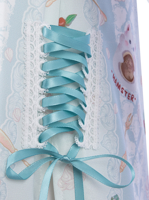 Soft Pancake Series Blue JSK Classic Lolita Sleeveless Dress And Long Sleeve Lining Dress Set