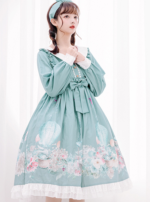 Rabbit Basket Series OP Doll Collar Classic Lolita Long Sleeve Dress