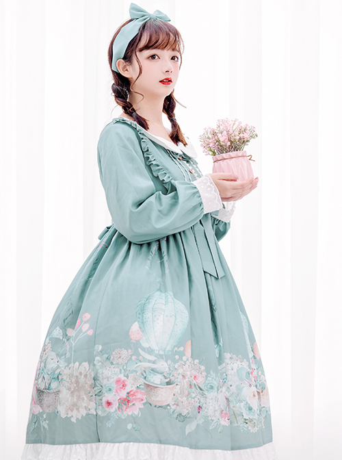 Rabbit Basket Series OP Doll Collar Classic Lolita Long Sleeve Dress