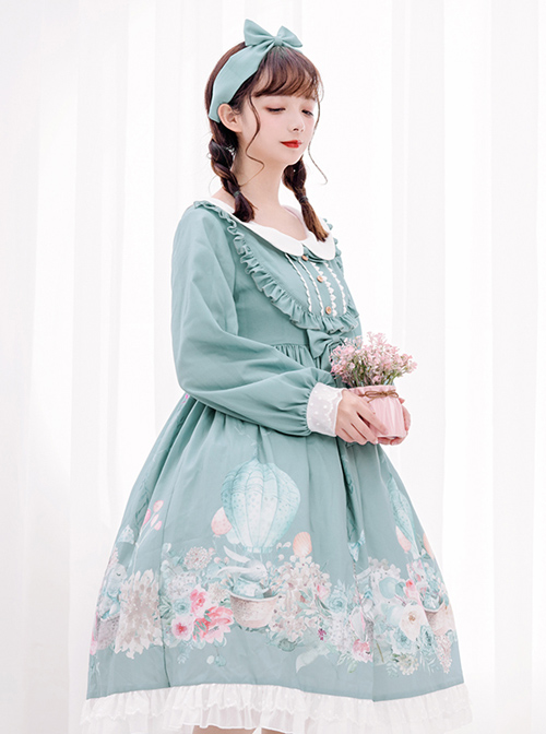 Rabbit Basket Series OP Doll Collar Classic Lolita Long Sleeve Dress