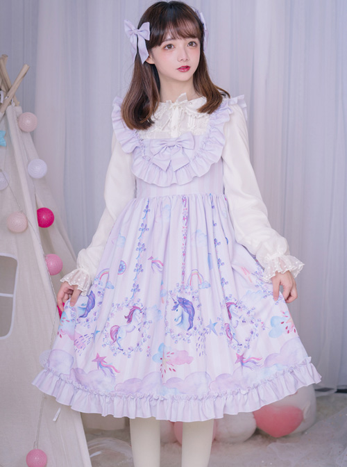 Carousel Series JSK Ruffle Sweet Lolita Purple Sling Dress