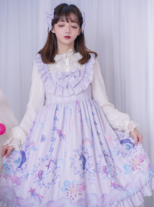 Carousel Series JSK Ruffle Sweet Lolita Purple Sling Dress