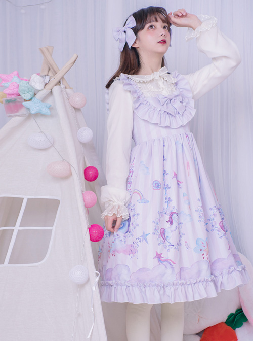 Carousel Series JSK Ruffle Sweet Lolita Purple Sling Dress