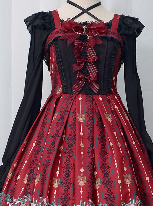 Alice's Christmas Series JSK Classic Lolita Wine Red Sling Dress