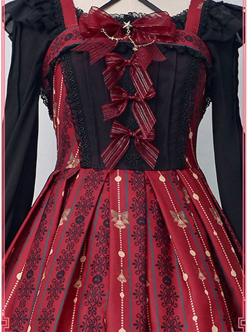 Alice's Christmas Series JSK Classic Lolita Wine Red Sling Dress