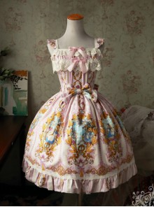 Magic Tea Party Alice Series JSK Printing Sweet Lolita Sling Dress