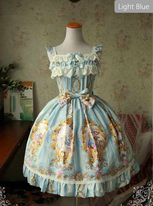 Magic Tea Party Alice Series JSK Printing Sweet Lolita Sling Dress