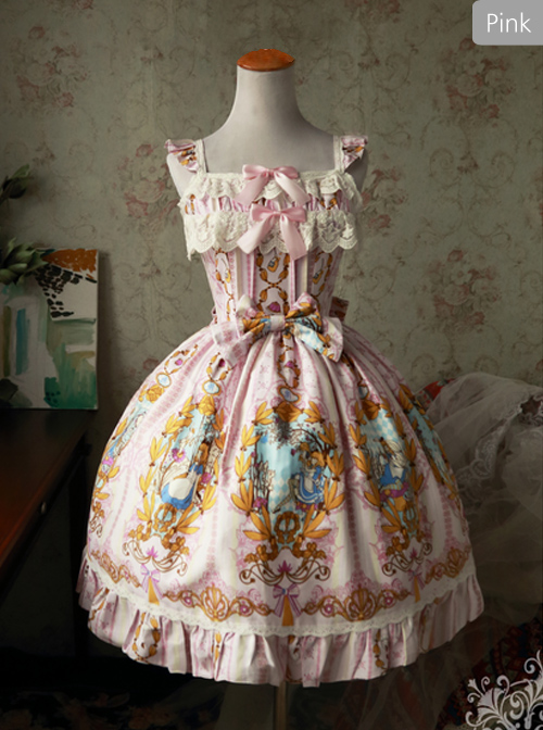 Magic Tea Party Alice Series JSK Printing Sweet Lolita Sling Dress