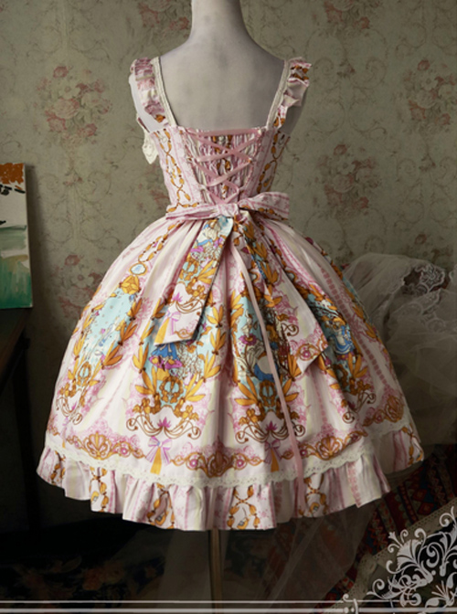 Magic Tea Party Alice Series JSK Printing Sweet Lolita Sling Dress