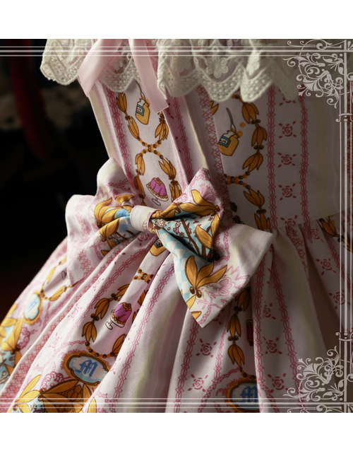 Magic Tea Party Alice Series JSK Printing Sweet Lolita Sling Dress