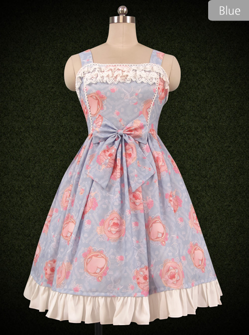 Crystal Love Series JSK Lace Ruffle Bowknot Classic Lolita Sling Dress