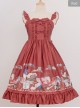 Magic Tea Party Handmade Girl's Hat Shop Series Printing Classic Lolita Sling Dress