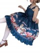 Magic Tea Party Handmade Girl's Hat Shop Series Printing Classic Lolita Sling Dress