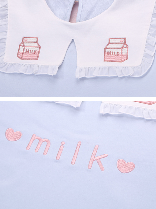 Small Square Collar Milk Sleeve Dress Printing Sweet Lolita Long Sleeve Dress