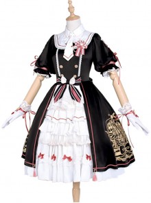 Cardcaptor Sakura Series OP Black And White Sweet Lolita Short Sleeve Dress