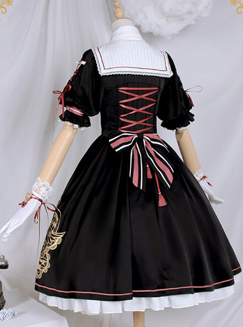 Cardcaptor Sakura Series OP Black And White Sweet Lolita Short Sleeve Dress