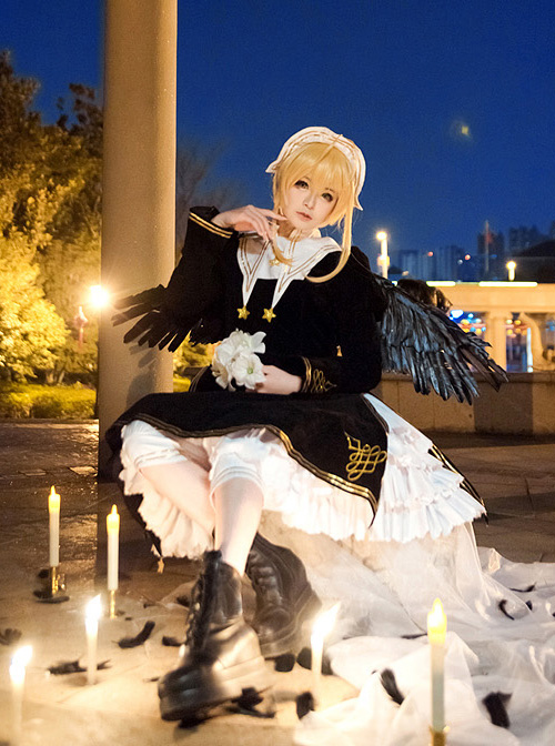 Cardcaptor Sakura Series OP Black Angel Gothic Lolita Long Sleeve Dress