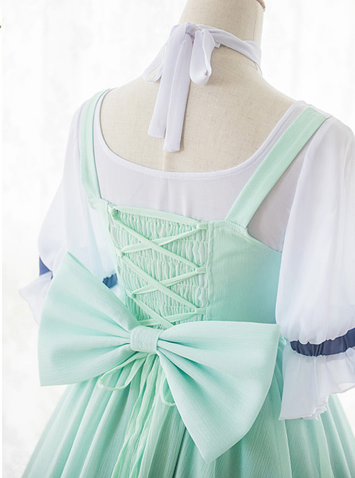 Marine Princess Series Sweet Lolita Gradient Sling Dress And Short Sleeve Lining