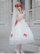 Elegant Pure White Lace Long Style Classic Lolita Sling Wedding Dress