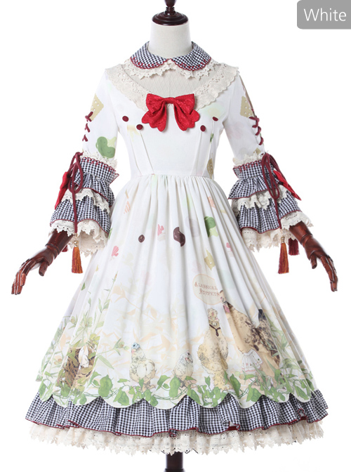 Grass Machicken Series OP Detachable Long Sleeves Sweet Lolita Dress