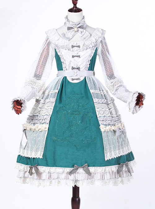 Classical Puppets Bear Series Embroidery OP Classic Lolita Long Sleeve Dress