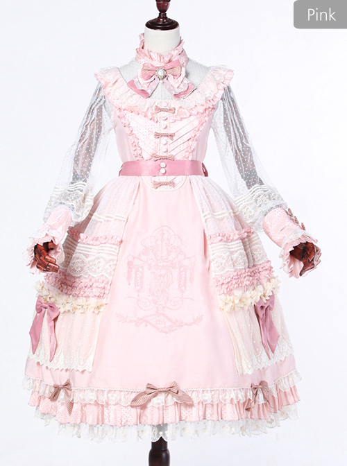 Classical Puppets Bear Series Embroidery OP Classic Lolita Long Sleeve Dress