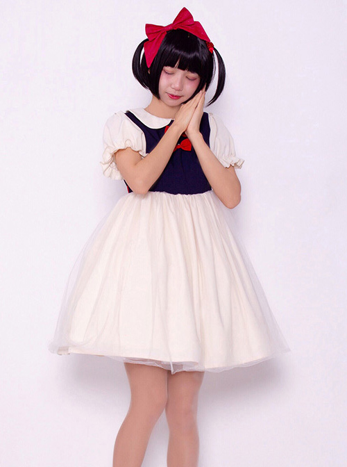 Snow White Cute Sweet Lolita Doll Collar Short Sleeve Dress