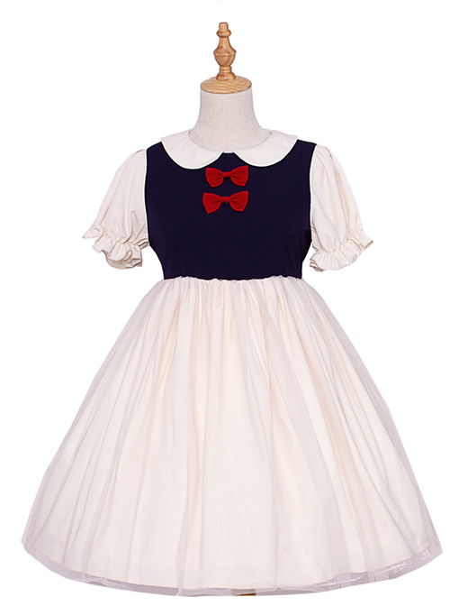 Snow White Cute Sweet Lolita Doll Collar Short Sleeve Dress