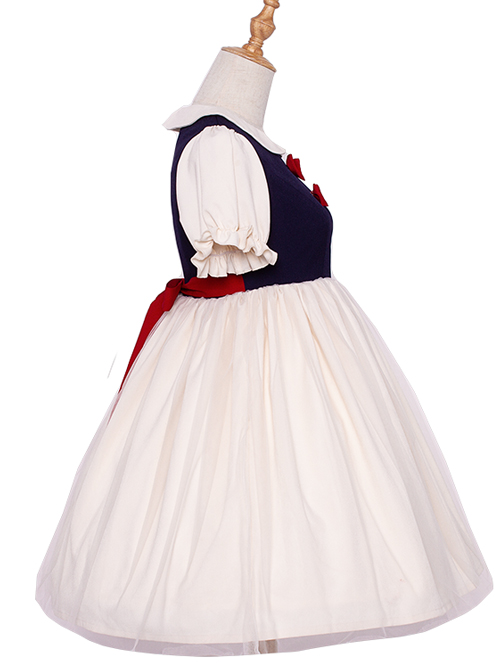 Snow White Cute Sweet Lolita Doll Collar Short Sleeve Dress