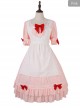 Cute Ruffle Maid Uniform Sweet Lolita Bowknot Short Sleeve Dress And Apron Set