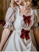 Cute Ruffle Maid Uniform Sweet Lolita Bowknot Short Sleeve Dress And Apron Set